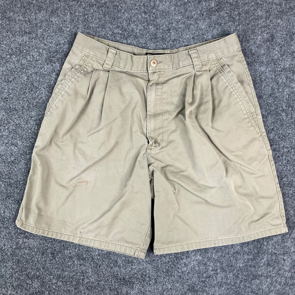 Bugle Boy  Khaki Pleated Shorts Men Size 32 Beige Casual Chino Flat Front Cotton